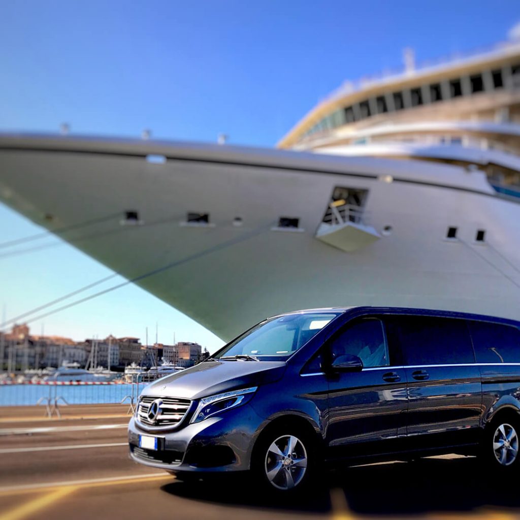 Mercedes-Benz Vito minibus displayed, emphasizing its stylish exterior and roomy interior, as seen in British Transfers.